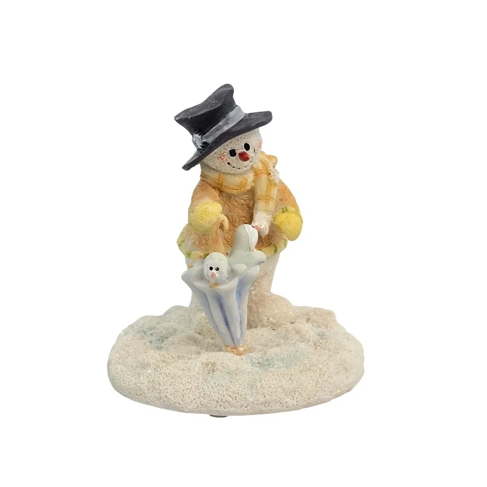 Russ Berrie Ice Sculptures Glad Hidings Snowman Figurine 21367 Hand Painted 3.5